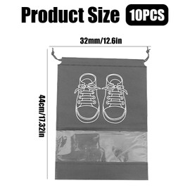 Pack of 10 Travel Shoe Bags, Dustproof Shoe Bags Travel with Transparent Window, Travel Shoe Bag, Shoe Bag Organiser for Suitcase, Travel, Sports & Camping, Shoe Bags, Easy to Carry and Store, gray