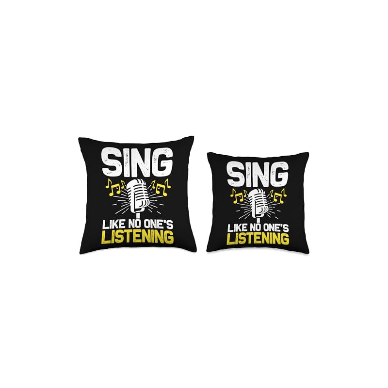 Singer Microphone Music Notes Musician Singing Vocal Throw Pillow