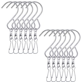 MFDSJ 24 Pcs Swivel Clip Hanging Hooks, Stainless Steel 360 Degree Rotating Windsock Clips for Hanging Wind Chimes, Plants, Bird Feeder, Crystal, Birdcage