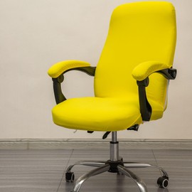 Melaluxe Office Chair Cover with Arm Covers - Universal Stretch Desk Chair Cover, Computer Chair Slipcovers (Size: L) - Yellow