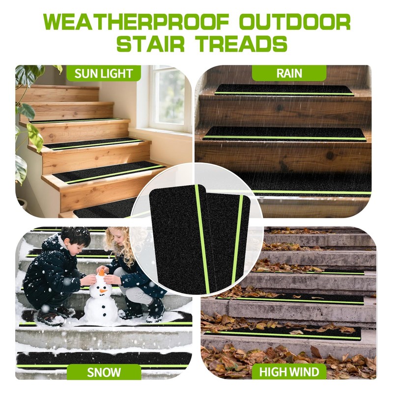 10-Pack Outdoor Stair Treads Non-Slip 6" x 24",Dark