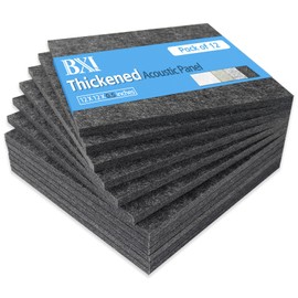 BXI Thickened Sound Absorbing Panels - 12 Pack 12 X 12 X 0.5 Inches Dense Acoustic Panels, Echo Noise Reducing Sound Panels, Tackable Studio Panels for Wall and Ceiling Acoustic Treatment