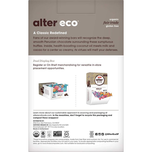 Alter Eco | Dark Chocolate Truffles | Pure Dark Cocoa, Fair Trade, Organic, Non-GMO, Gluten Free | 60 Truffles (Medley)