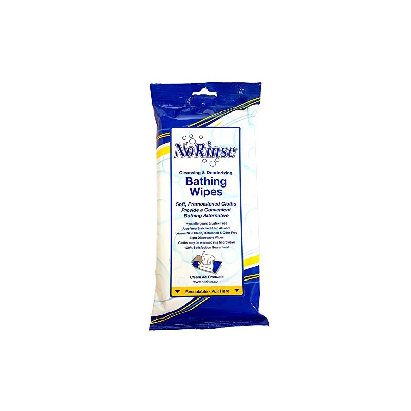 No-Rinse Bathing Wipes by Cleanlife Products (Pack of 2), Premoistened
