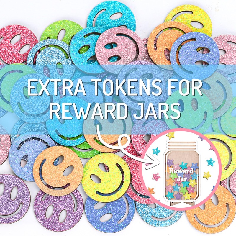 FYSUIMU 45 Pcs Glitter Smile Extra Tokens for Reward Jar
