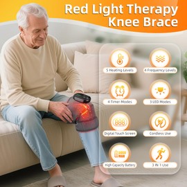 GVMSOR Knee Brace for Pain Relief,660nm&850nm Rechargeable Infrared Knee Devices 3 in 1 Portable Cordless Heating Pad Knee/Elbow/Shoulder