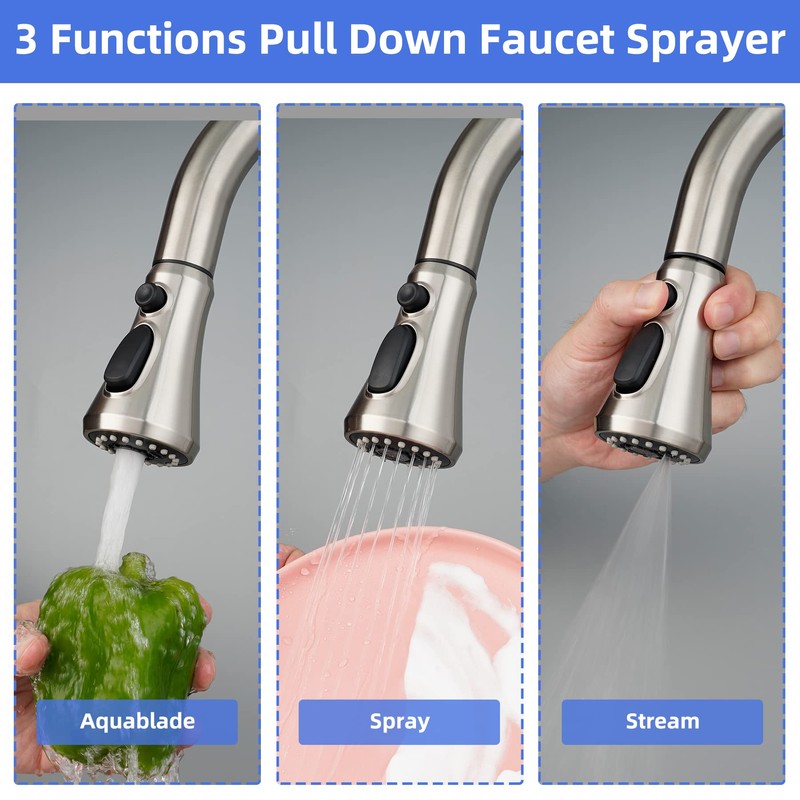 iFealClear Universal Pull Down Kitchen Faucet Head Replacement, 3 Function