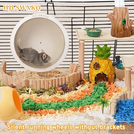 HJLSWXKQ 10inch Wall-Mount Silent Hamster Wheel, Wooden Small Animal Exercise Wheel with Removable & Washable Track for Gerbil, Mouse, Syrian Hamster(10in)
