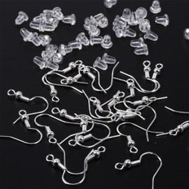 Hypoallergenic Earring Hooks 925 Sterling Silver Large Ear Wires Fish Earring Hooks with Earring Backs for Jewelry Making Supplies