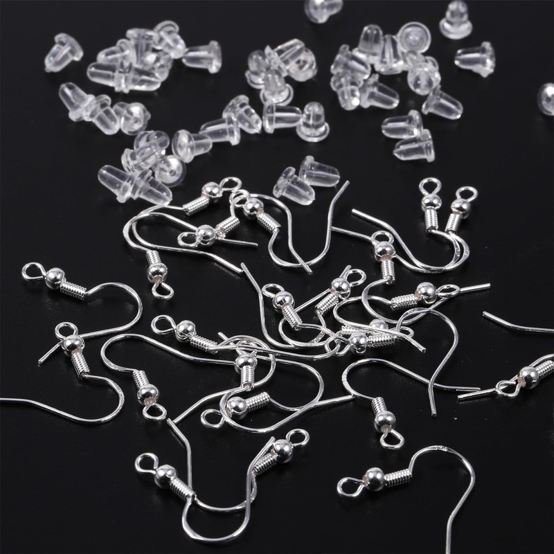 Hypoallergenic Earring Hooks 925 Sterling Silver Large Ear Wires Fish