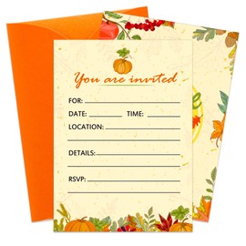 SICOHOME Thanksgiving Party Invitations - 12pcs 5"x7" Friendsgiving Invitations with Envelopes for Kids Adult Baby Shower Fall Birthday Invitations Thanksgiving Greeting Cards Party Favors Supplies