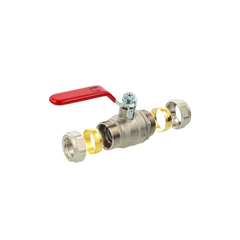 Ball Valve with Compression Fitting for Copper Tube Ø 15