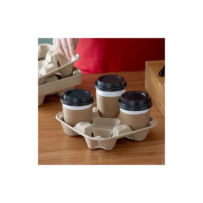 Porta Vasos De Cafe Biodegradable 4 Cavidades -75 Piezas-
