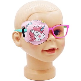 Parche para ojos astrópico 3D de algodón y seda para niños | Parche para ojos para niñas | Parche médico para niños con ojo perezoso (unicornio rosa, ojo derecho)