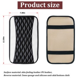 Car Center Console Cushion Pad, Universal Leather Waterproof Armrest Seat Box Cover Protector,Comfortable Car Decor Accessories Fit for Most Cars, Vehicles, SUVs (White)