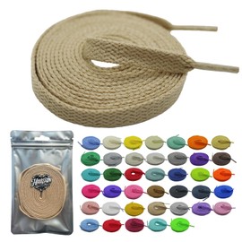 [HOOKEDON High performance Kicks] HN シューレース 靴紐 カラー 40色 サイズ 60cm～200cm 10cm刻みで長さ選択可能 8mm 幅 平紐 靴ひも (ミルクティー, 120cm)