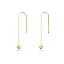 Threader Bead Tassel Drop Earrings for Women Girls S925 Sterling Silver 2mm Tiny Ball Long Chain Dangle Minimalism Ear Piercing Studs Jewelry Hypoallergenic Fashion Gifts Xmas Birthday (4.5mm, Gold)