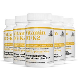 TURNER Vitamin D3 and K2 Caps, High Potency D3 2000IU and K2 (MK7) 80mcg, Unique VIT D3 from 100% New Zealand Sheep's Wool Lanolin. 300 Softgels 5 Month Supply