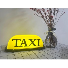 ABUKALIXIN USB Rechargeable LED Car TAXI Sign Top Light Yellow Shell Dome Light With Magnet Base Taxi Light Waterproof Push Button Red Switch