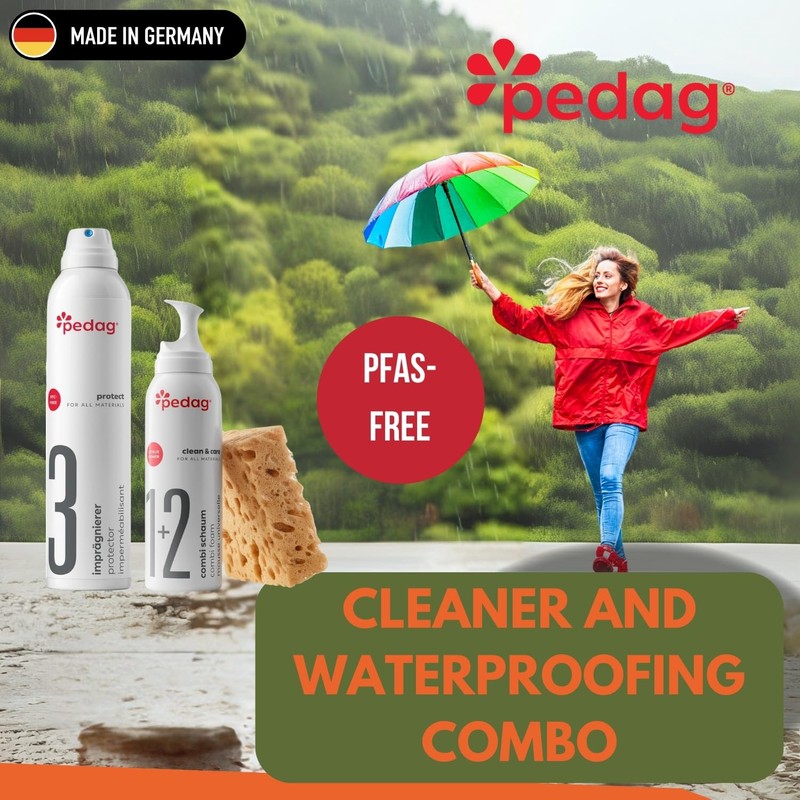 pedag Leather/Suede/Nubuck/Textile Cleaner and Conditioner with Waterproofing Kit, 250 ml/150