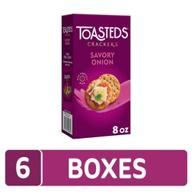 Toasteds Crackers, Party Snacks, Lunch Snacks, Savory Onion (6 Boxes)