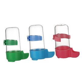 SUPVOX 3pcs Parrot Water Feeder Bowl, Automatic Drinking Water Bottle for Bird Cage, Easy to Hang, Plastic, Red Blue Green, Bird Supplies for Parrot Use