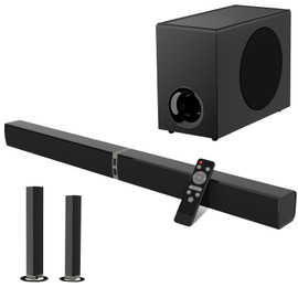 MZEIBO Soundbar with Subwoofer,120W Sound Bar Surround Sound System for Smart TV Bluetooth 5.3, Wired & Wireless，Compatible with ARC, AUX, Optical
