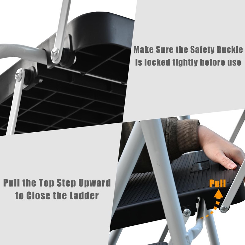WiberWi 5 Step Ladder with Handrails Folding Step Stool with