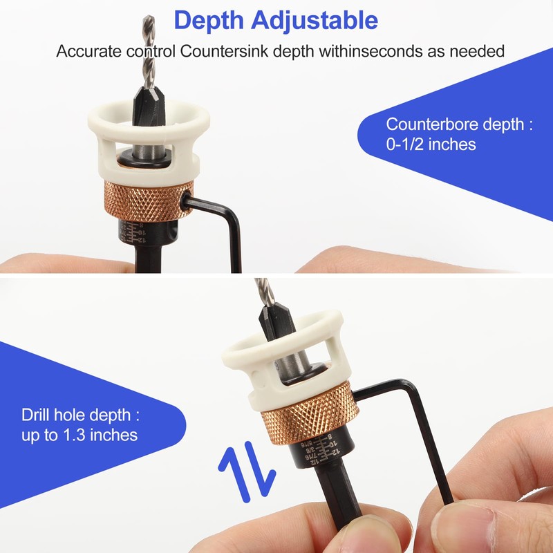 Countersink Drill Bit,4 Piece Plug Cutters for Wood Set,Counter Sink