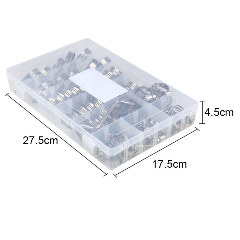 91pcs Hose Clamp Set with Z Wrench, Stainless Steel Adjustable