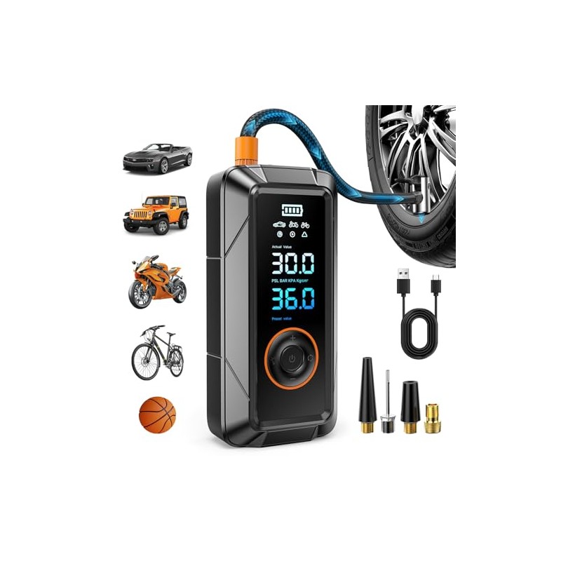 Portable Tire Inflator with Digital Pressure Gauge