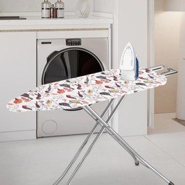 Daulesho Bird Ironing Board Cover, Folk Art Hand Draw Birds Ironing Board Cover for Standard Size 15x54 Inch, Animal Graffiti Art Iron Protective Cover with 3 Fasteners