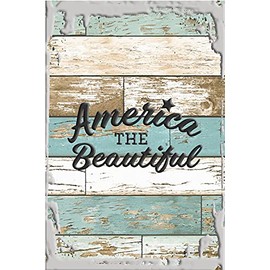 America the beautiful god bless united states freedom White Wall Sign Decor Funny Gift