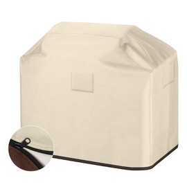 HDCAXKJ Grill Cover Waterproof BBQ Gas Cover for Outdoor Barbecue Anti-UV Sun Patio Grill Covers with Zipper Fade Resistant Outside Burner Barbecue Covering (52" L x 26" W x 52" H, Beige & Brown)
