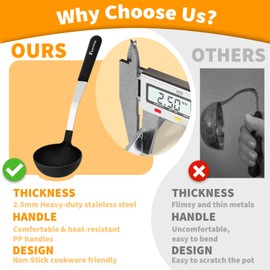 Teammay Cooking Utensils Set of 4-316 Stainless Steel Kitchen Utensils Set, 446°F Heat Resistant & Non Toxic Serving Utensils for Non-Stick Cookware Include Solid Spatula Ladle Slotted Spoon Whisk