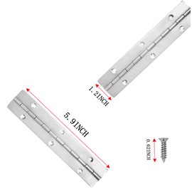 2Pack 12-Inch Silvery Continuous & Piano Hinges,Stainless Steel Piano Hinge with Holes, Ideal for Folding Cabinet Doors, Silvery Stainless Furniture Hinges Includes 24pcs Screws