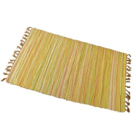 Zeafeel Chindi Rag Rug, Machine Washable Cotton Reversible Rag Rug Hand Woven Multi Color Striped Area Rug Floor Rugs for Bedroom, Living Room, Kitchen and Laundry Room (20'' x 31", Yellow)