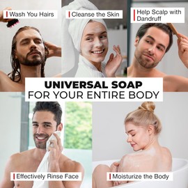 Bossman 4-in-1 Charcoal Soap Bar (4 oz) – Bar Soap for Men – All-Natural Beard Wash, Shampoo, Body Wash & Shaving Solution – Eucalyptus & Tea Tree Scent