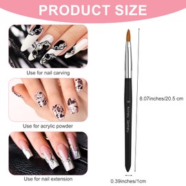 Heclia Acrylic Nail Art Brush, 100% Pure Kolinsky Hair Oval for Application, Professional Extension Manicure Tool, Striping Drawing Pen DIY Home Salon, Fingernail Brushes for Nail Art and Designs