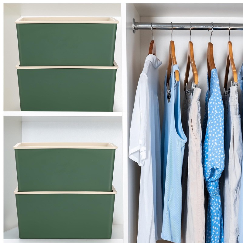 Menkxi 4 Pcs Storage Bins with Lids Plastic Storage Containers