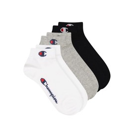 Champion Unisex Children's Core Junior 3PP Quarter Socks, Light grey mottled, white, black