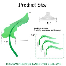 wkyqes Tree Frog Tank Accessories & Turtle Basking Platform 3PCS Set Leaf Decor - Reptile Habitat Decoration, Terrarium Accessories with Suction Cups for Turtles, Frogs, Geckos & Toads (Leaf)