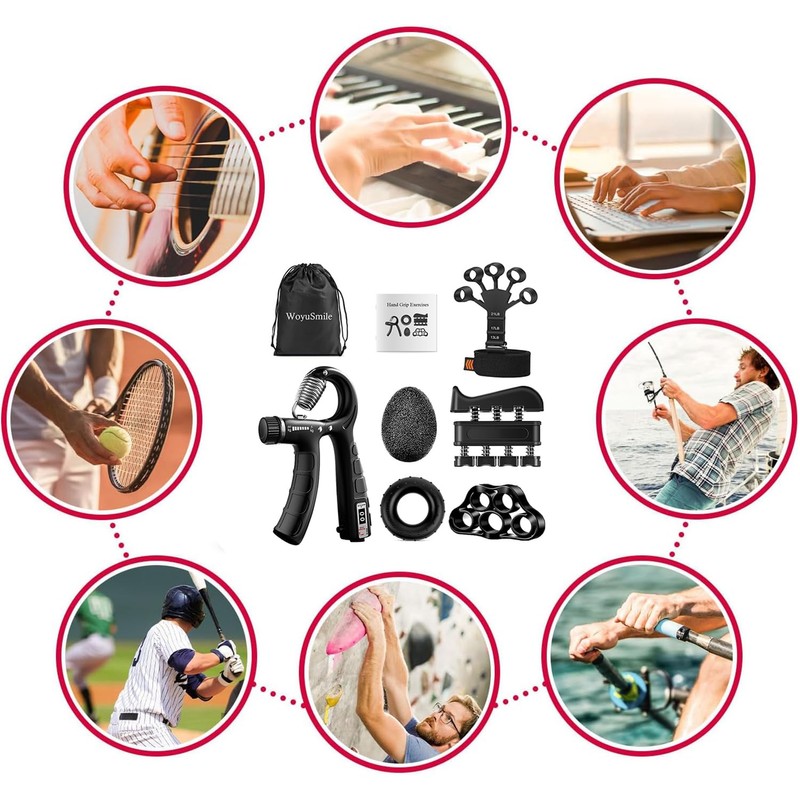 Grip Strength Trainer (7 Pack) with Counting Hand Grip Strengthener,