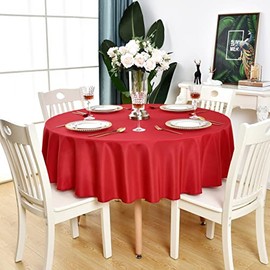 KAIPHO Red Round Tablecloth Waterproof Stain Resistant Wrinkle Free Table Cloth 210GSM Polyester Washable Wipeable Table Cover for Party, Banquet, Wedding, Indoor and Outdoor use (48 inch, Circle)