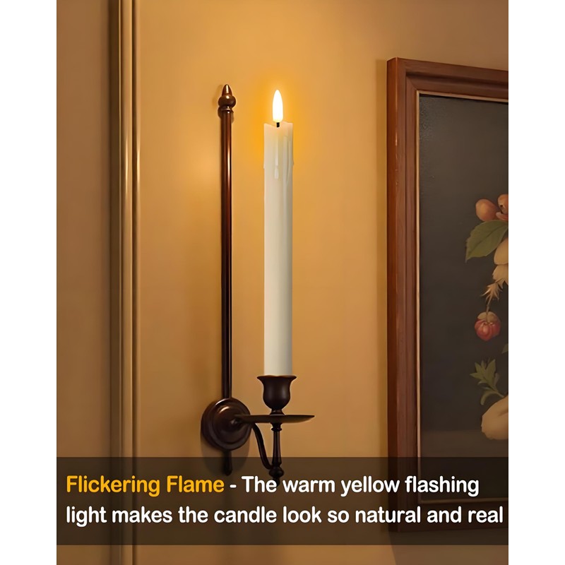 Gmnee 9.6" Rechargeable Flameless Taper Candles with Remote, Timer, Dimmer,
