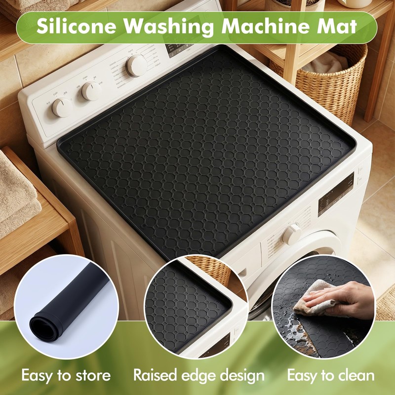 Fridge Mats with Raised Edge,19.7" x 19.7" Washer and Dryer