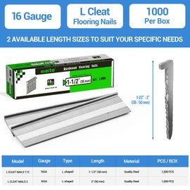 meite 16 Gauge Flooring Nails 1-1/2 Inch, 16GA L Cleat Nails Hardwood Flooring Nails for Flooring Nailer Gun (5 Boxes)