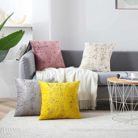 WACOMECO Velvet Throw Pillow Covers - Pack of 2 Soft Decorative Tie-dye Cushion Covers Cases for Sofa Bedroom Livingroom Car, 18 x 18 in, Grey