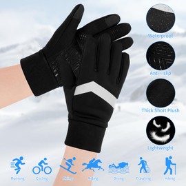 Kids Gloves Winter Waterproof Thermal Sports Gloves Anti-slip Touchscreen Sensitive Field Gloves for Age 4-12 Years Children Boys Girls Football Ski Riding Cycling Running Hiking (Black, S)