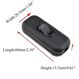 Hahiyo 6A 250V Inline Cord Switch Rocker Button Double Pole Feed-Through Control Switches Compact Wiring Design Easy Install Multi-Function 1 PCS For Kitchen Lights Bedroom Table Lamp Light Gauge Wire